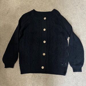 SHEIN Black Crochet Button Down Cardigan Size M